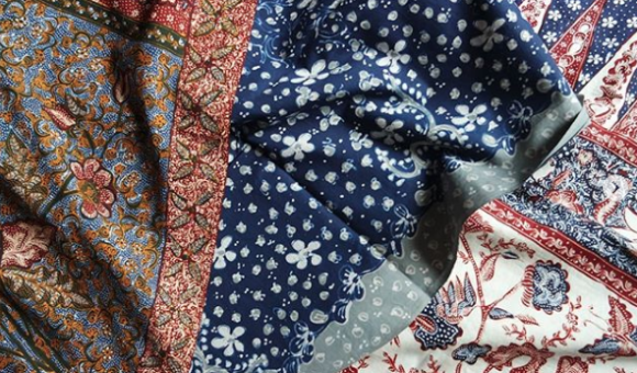 A pile of Batik Lasem from Gading Kencana Batik in Jeruk, Rembang