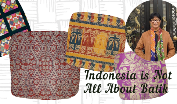 Poster of Lewa Pardomuan Textile event with aNERDgallery, Indonesia is not all about batik.