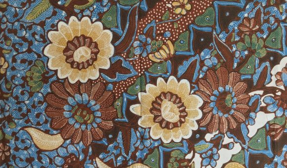 Crysanthemum and lerengan motif in natural dye from Ciwaringin, West Java.
