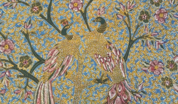 A pair of peacocks handwritten Batik Lasem.